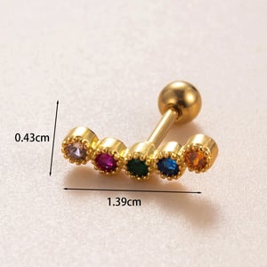 1 Piece Simple Series  Copper   Gold Color Zircon Women's Stud Earrings h5 